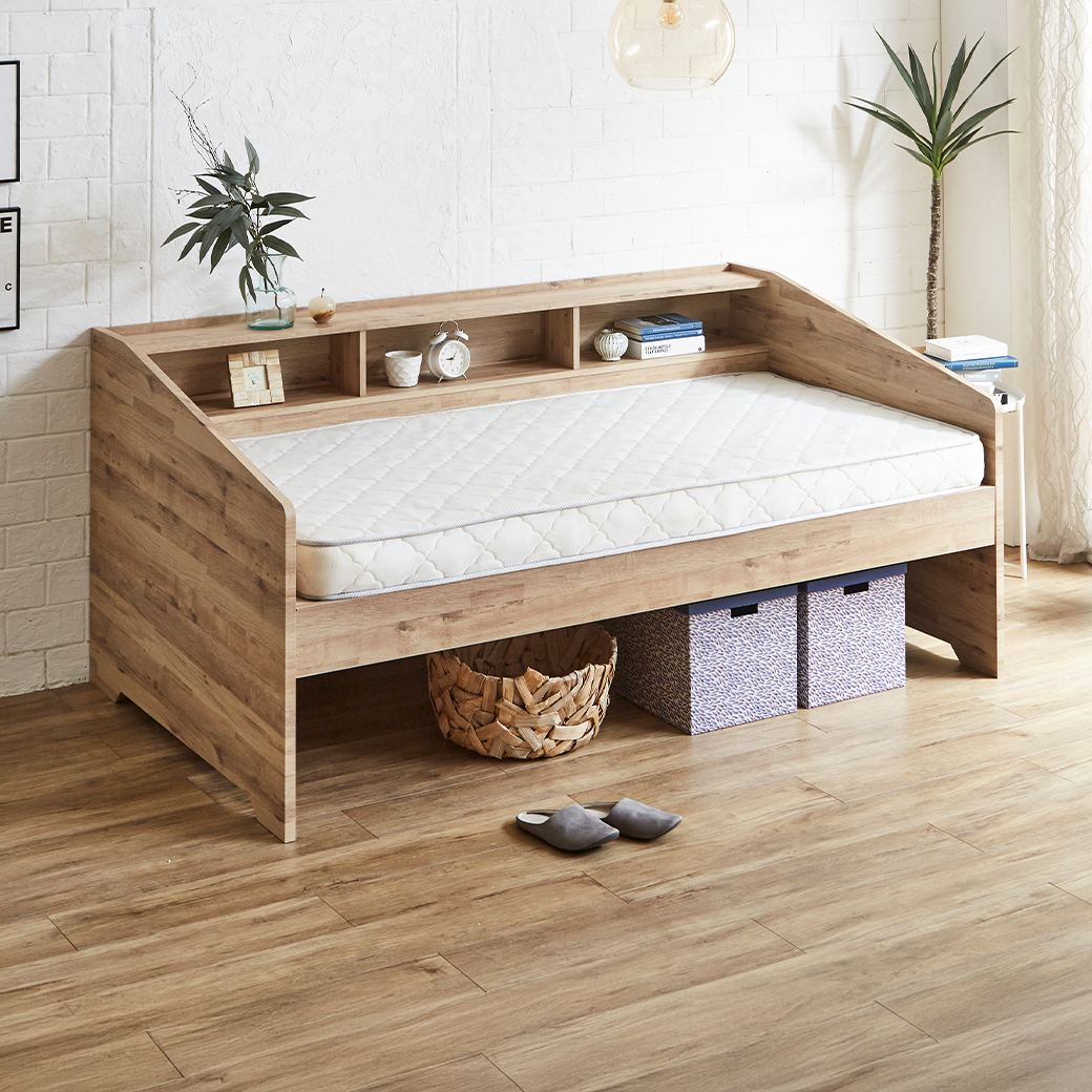 【新品未開封】棚付き シングルベッド デイベッド マットレス付 サイド棚付きベッド デイベッド Shelvesbed シングルベッド シングル