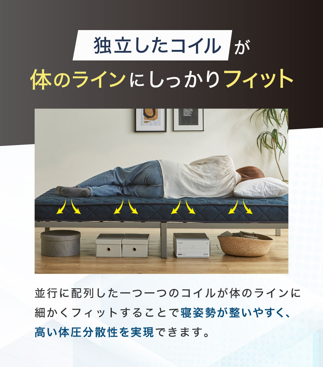 独立したコイルが体のラインにしっかりフィット