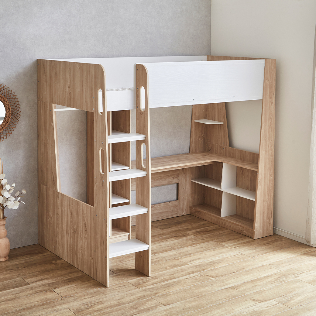 システムベッド Hugo ヒューゴ シングル ベッド単品 デスク シェルフ