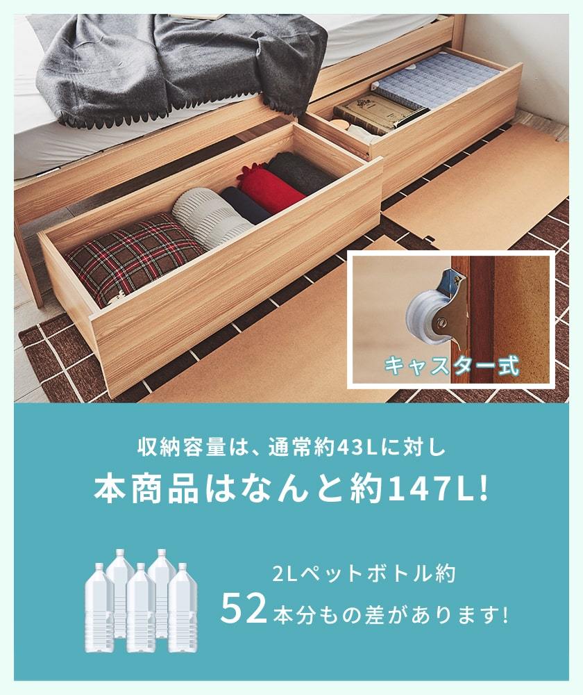 大容量収納ができる収納ベッド。