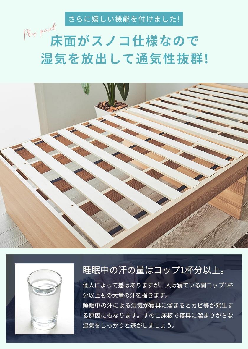 スノコ仕様のベッド。