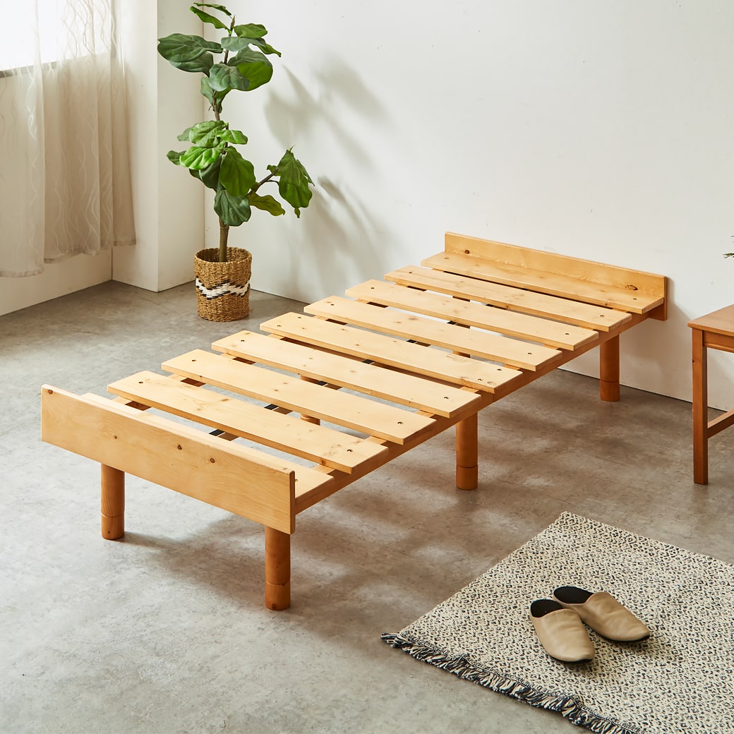 すのこベッド セミシングル ショート ベッド単品のみ 木製 頑丈 ヘッドレス 高さ3段階 マーヴィン 新商品