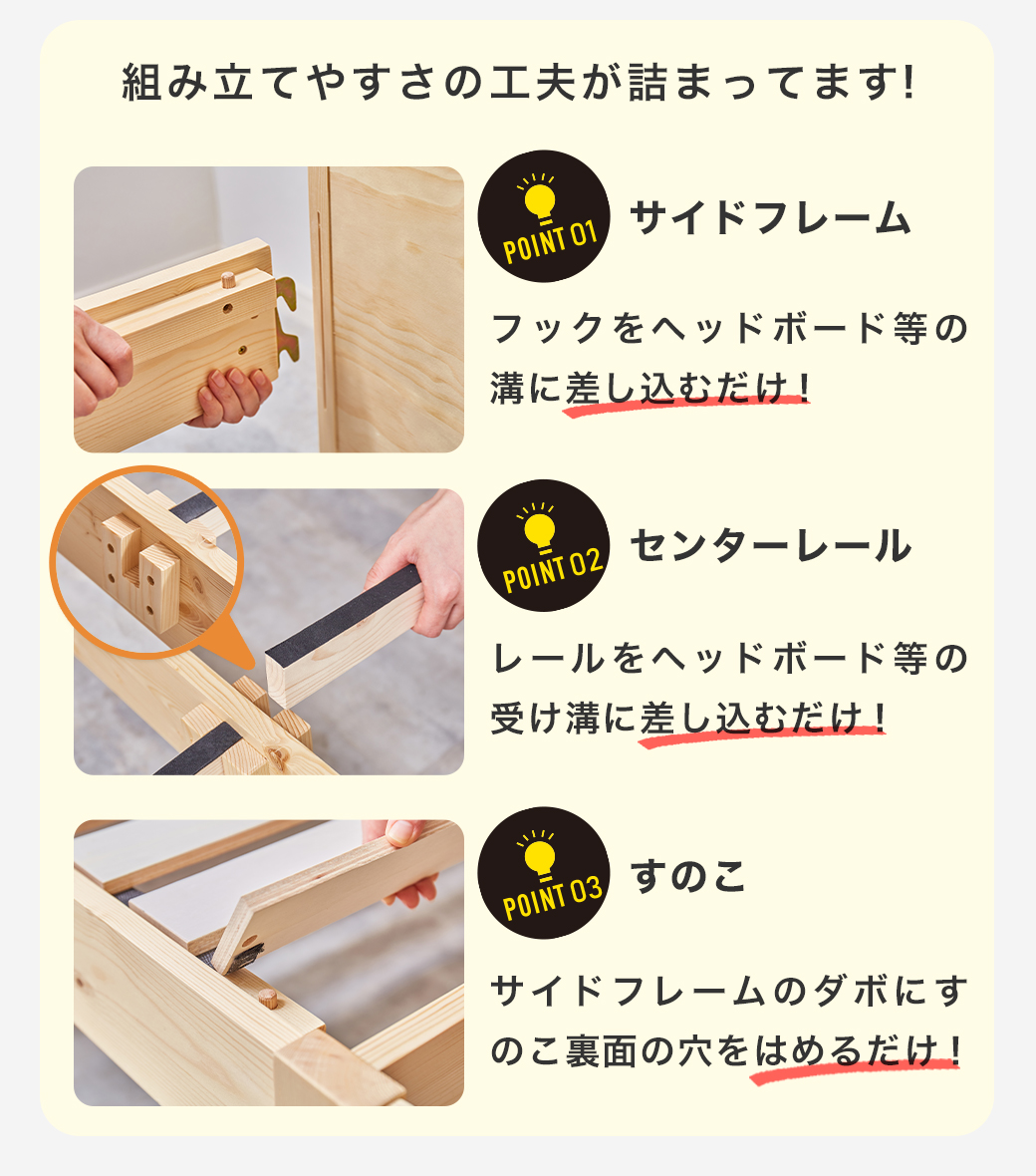 組み立てやすさの工夫