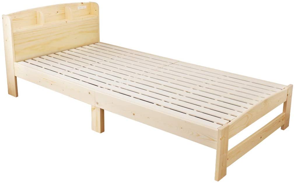 セリヤ すのこベッド シングル フレームのみ 木製 棚付き コンセント 北欧調 カントリー調 ナチュ...