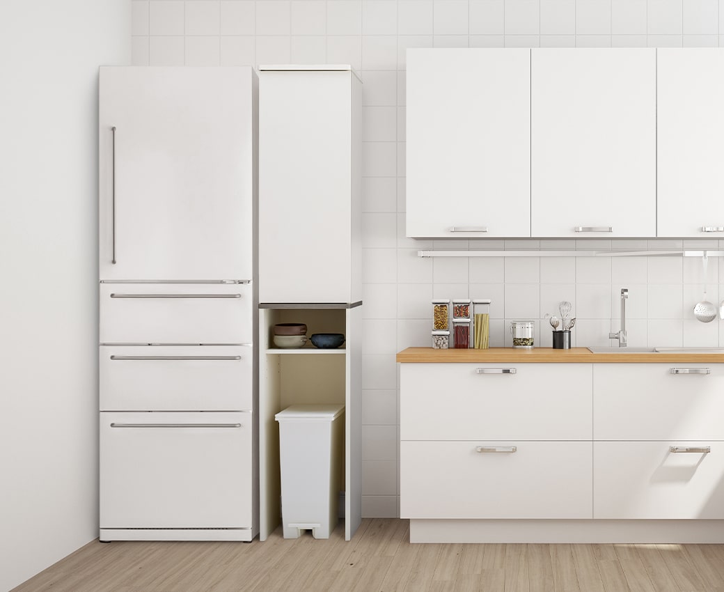 キッチン収納 ゴミ箱上収納 棚 Placia 食器棚 可動棚 幅35cm ホワイト