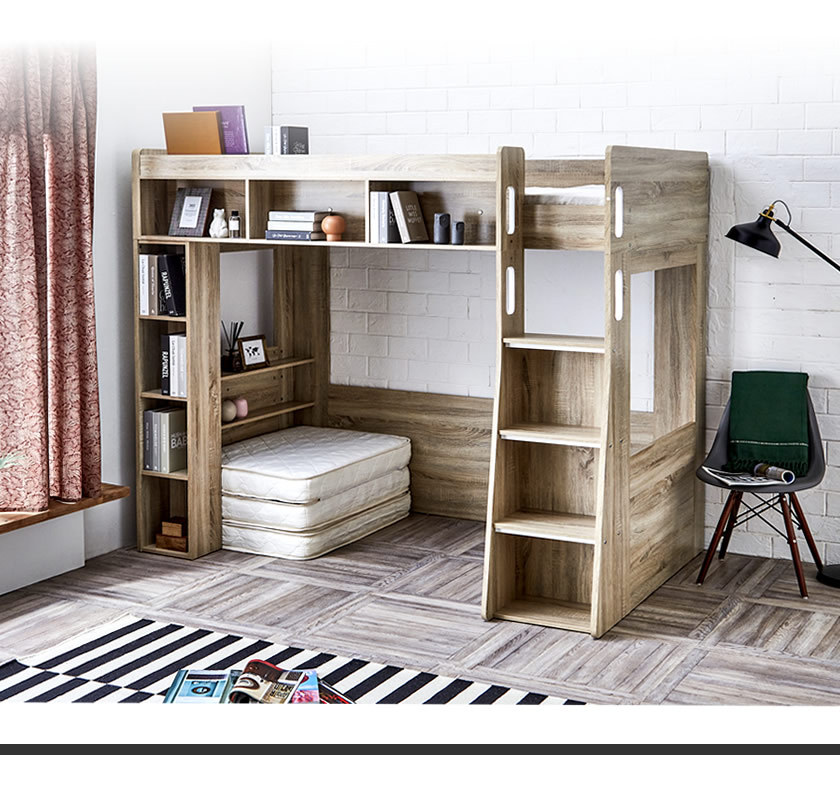 木製ロフトベッドAshby(アシュビー) シングル シンプルデザイン ベッド 