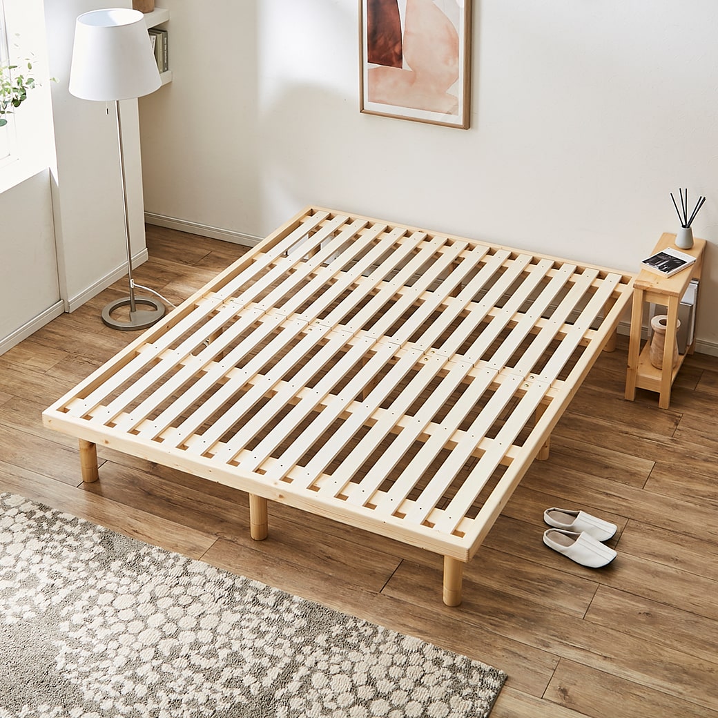 すのこベッド クイーンベッド 木製ベッド ベッドフレーム ローベッド 