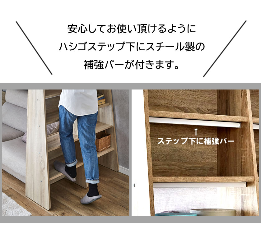 丈夫な仕様のハシゴステップ
