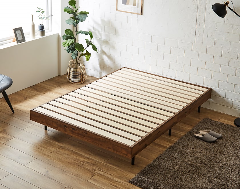 すのこベッド ベッドフレームのみ セミダブル 木製 ヘッドレスベッド 