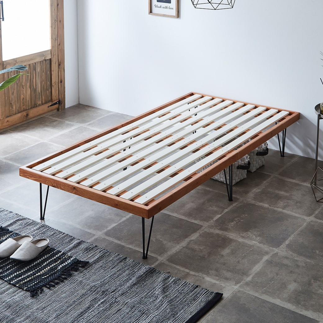 バノン ベッド すのこベッド ヘッドレスベッド アイアン脚 シングル
