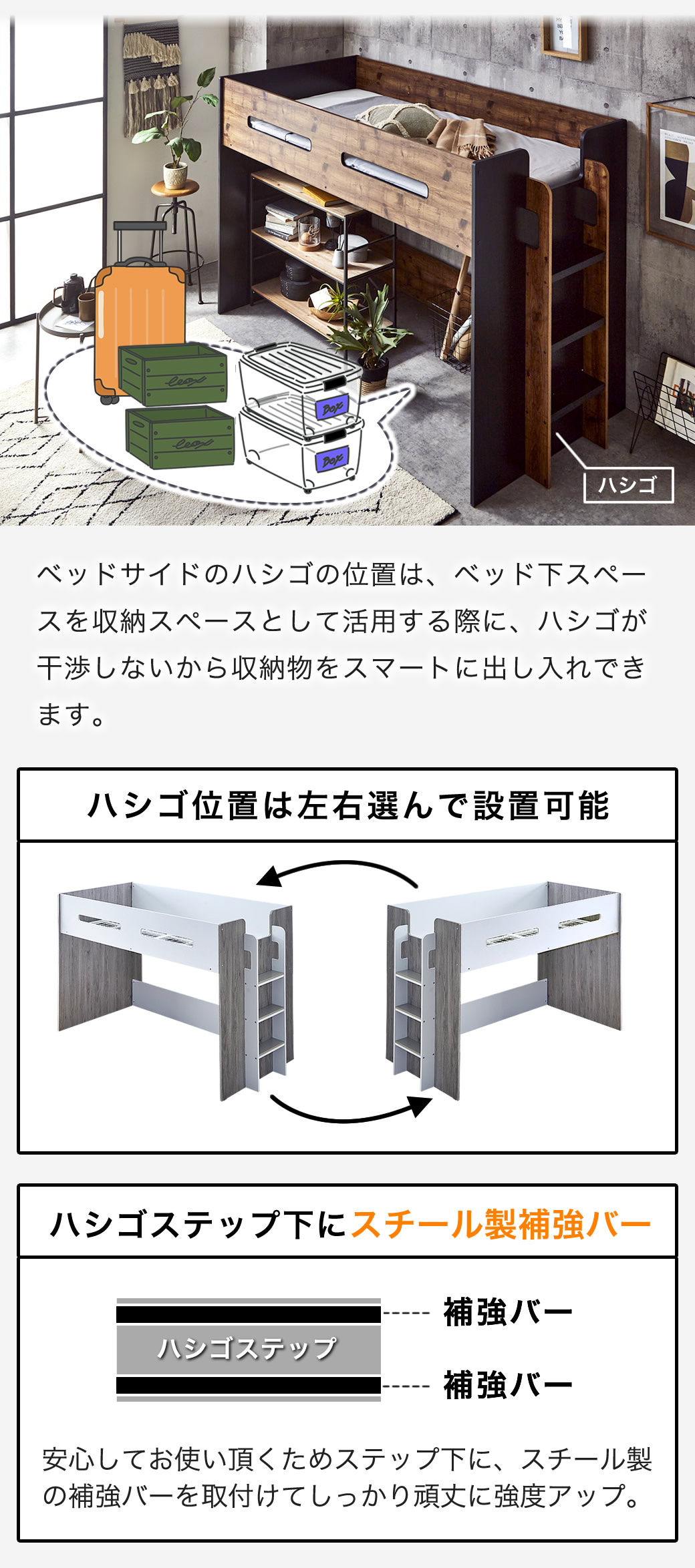 ハシゴ 左右選んで設置