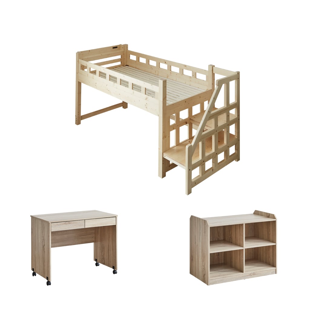 ネルコンシェルジュ ベッド カティ 階段付きロフトベッド システム