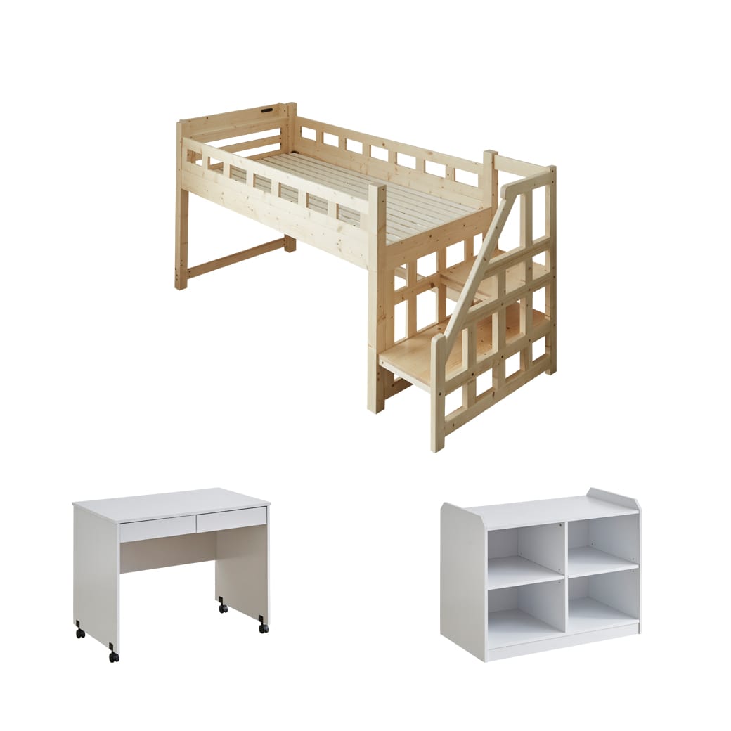 ネルコンシェルジュ ベッド カティ 階段付きロフトベッド システム