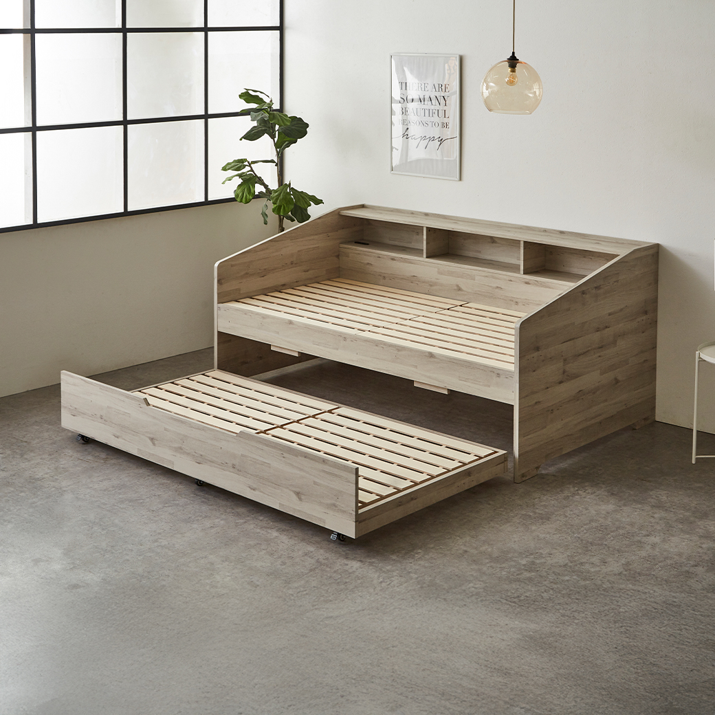 サイド棚付きベッド 親子ベッド デイベッド Shelvesbed シングルベッド