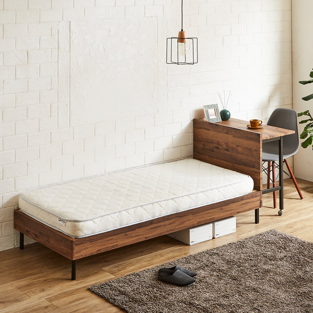 ネルコンシェルジュ デスク付きベッド すのこベッド 棚付きベッド