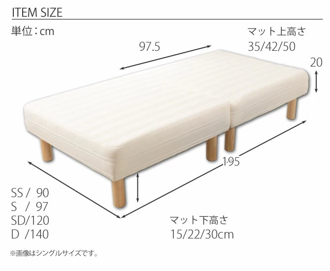 脚付きマットレス 分割ベッド セミシングル セパレートベッド 30cm脚 日本製 ソファーベッド 天然木脚 ソファ 脚付マットレス マットレスベッド【受注生産品】  : 42100076 : ベッド通販 ネルコンシェルジュ neruco - 通販 - Yahoo!ショッピング