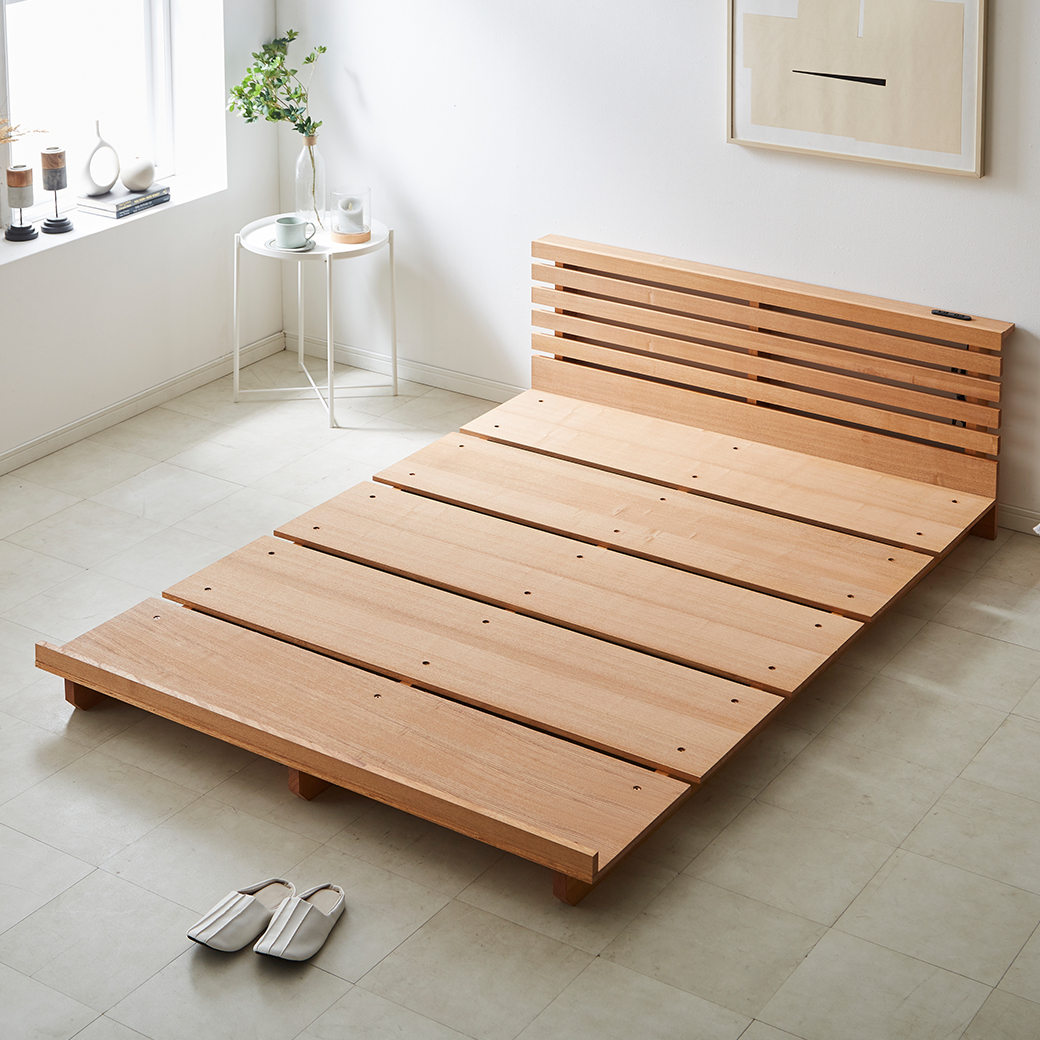 ネルコンシェルジュ ステイシー ステージベッド セミダブル 棚付き