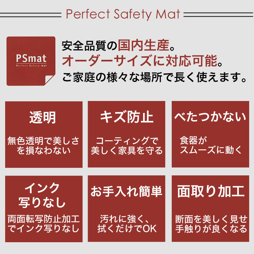 PSマット 2mm厚 幅(〜90)×奥行(〜180)cm以内 ◇角型特注◇ 学習机