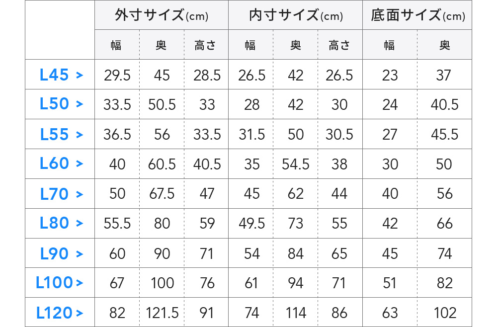 サイズ一覧