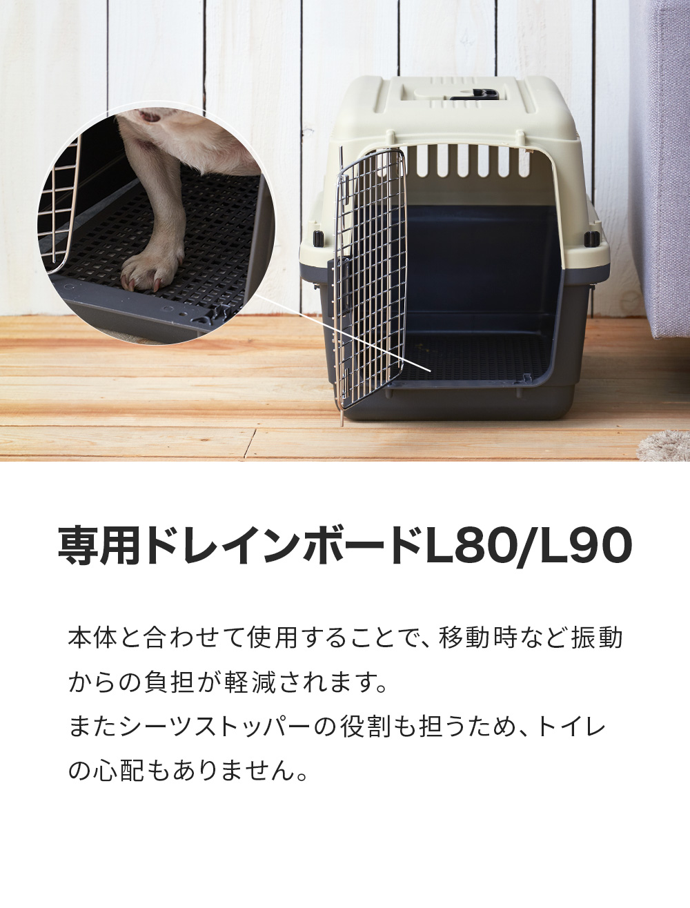ペットケンネル・ファーストクラス　L80L90専用ドレインボード（すのこ）