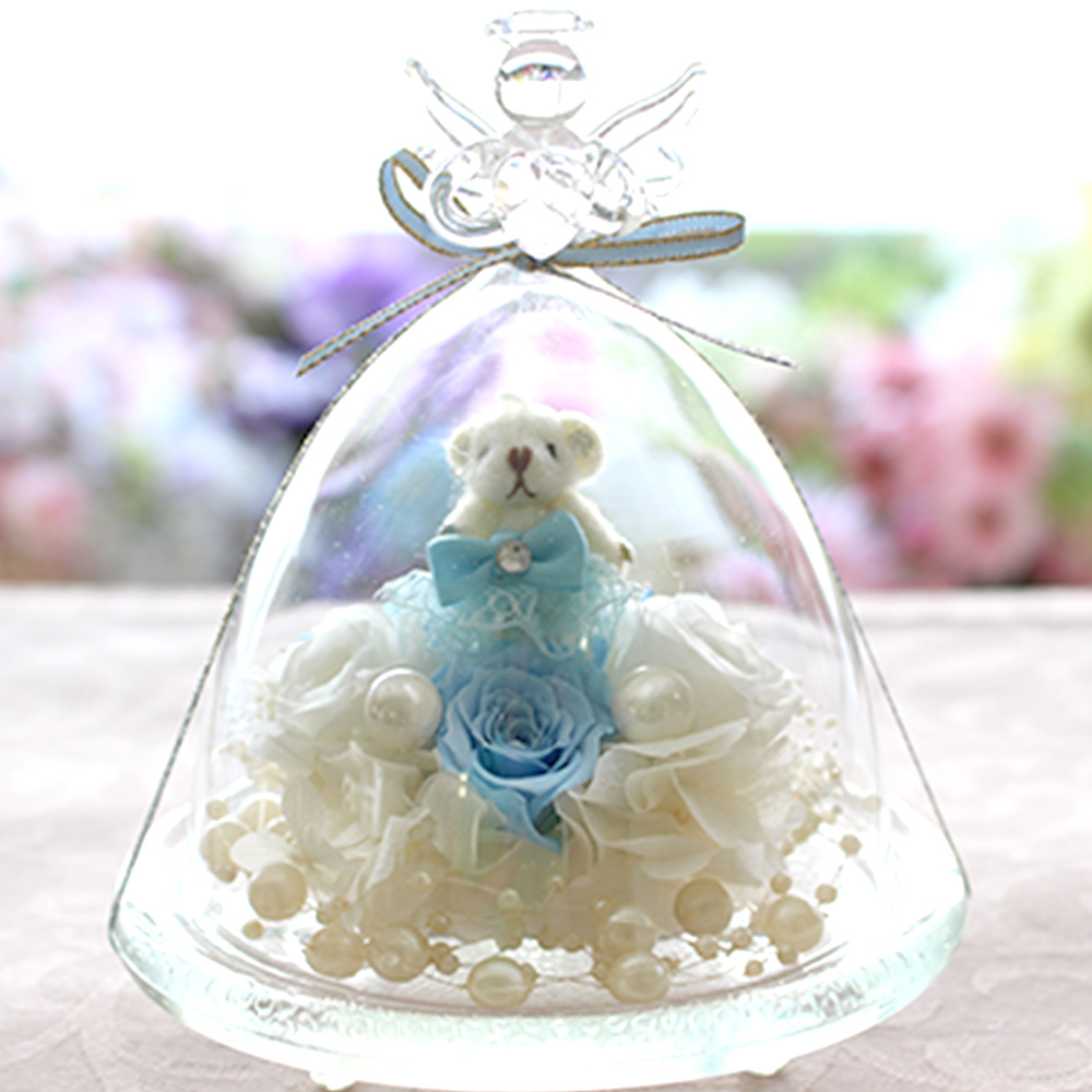 プリザーブドフラワー 誕生日 結婚祝い 退職祝い ギフト プレゼント プロポーズ 花 バラ 光る ガラスドーム ハッピーベア 送料無料 | プリザーブドフラワーIPFA | 02
