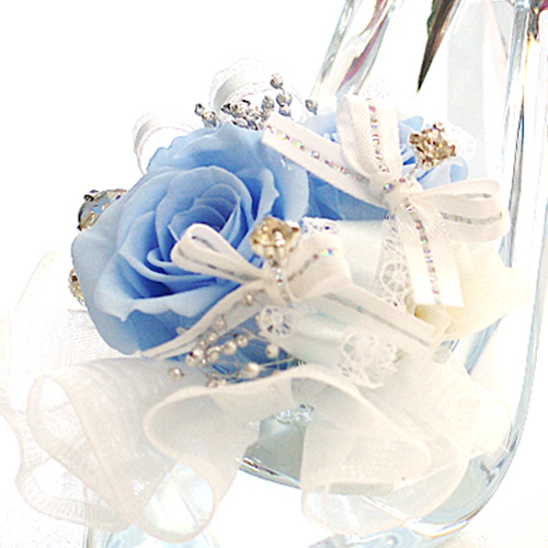 彫刻 名入れ プリザーブドフラワー ギフト プレゼント 電報 結婚式 結婚記念日 ガラスの靴 女性 プリンセスヒール リングピロー | プリザーブドフラワーIPFA | 01