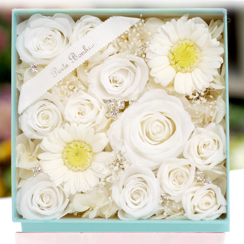 プリザーブドフラワー 退職祝い ギフト 結婚式 結婚祝い プレゼント BOXアレンジ お花 女性 フラワーボックス ミノン | プリザーブドフラワーIPFA | 01