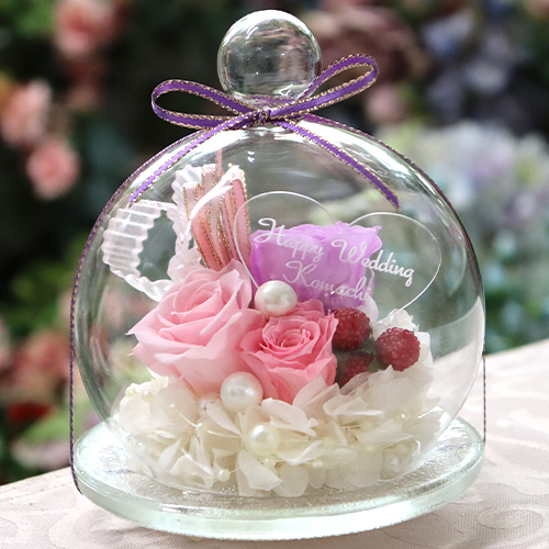 彫刻 名入れ プリザーブドフラワー ギフト 誕生日 退職祝い プレゼント 結婚祝い 結婚式 ガラスドーム キャンディポット 送料無料 クリスマス | プリザーブドフラワーIPFA | 02