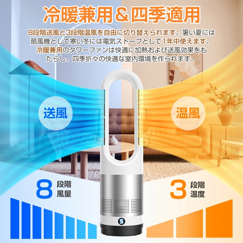 セラミックヒーター 2026 冷暖兼用 首振り 3段階調節 ファンヒーター 1