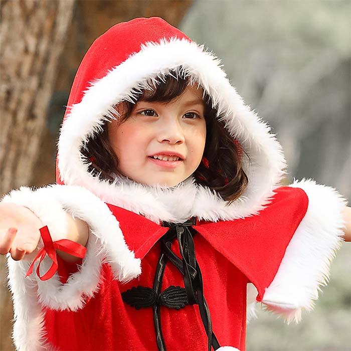 クリスマス サンタ コスプレ 子供 サンタクロース キッズ 女の子 コスチューム ワンピース ポンチョ サンタ服 衣装 サンタコス 仮装 子供服 帽子  カチューシャ