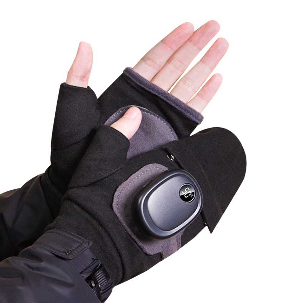 電熱手袋 手袋 ヒーター USB接続 指なし 防寒 防水 スマホ 電熱インナー usb充電式 温度調...