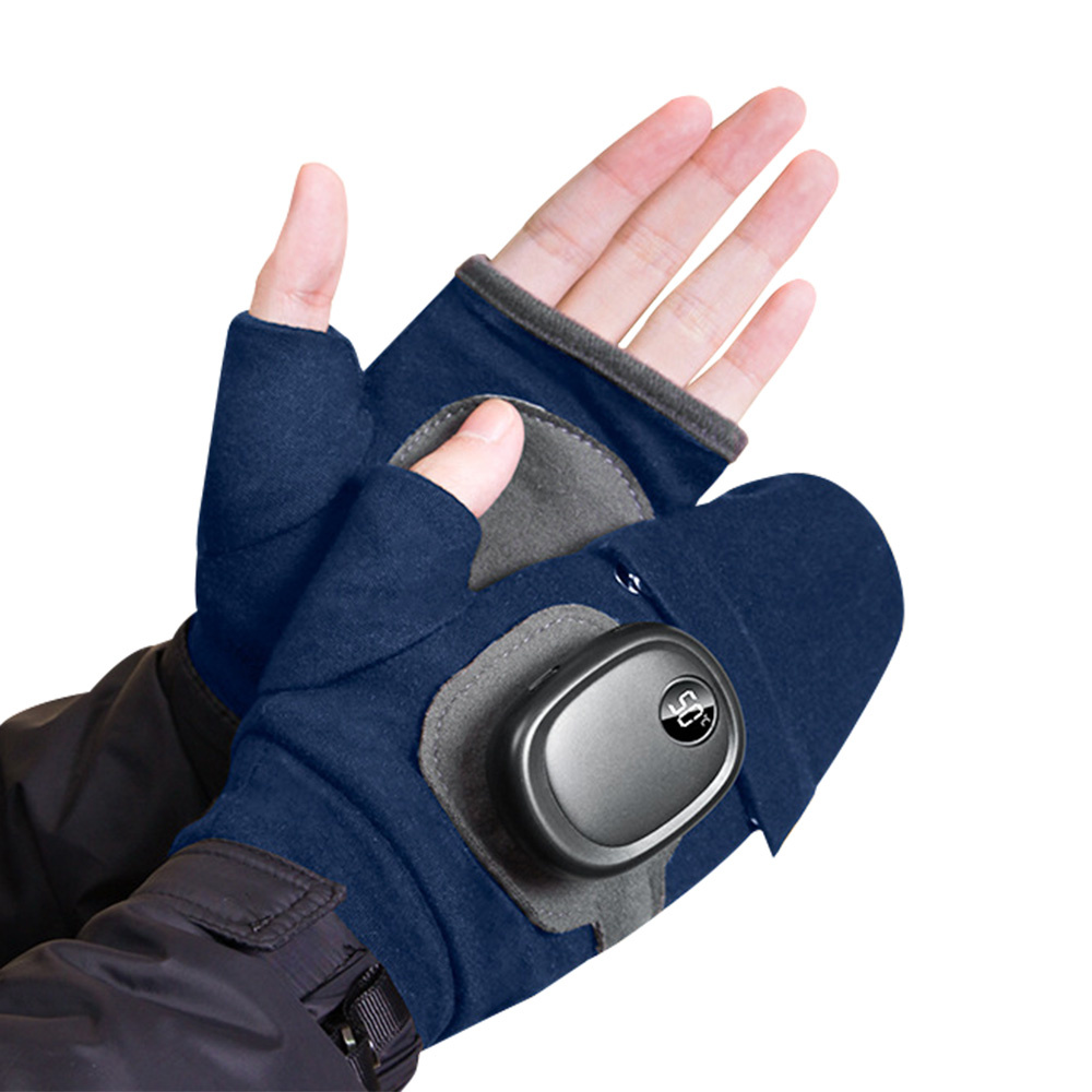 電熱手袋 手袋 ヒーター USB接続 指なし 防寒 防水 スマホ 電熱インナー usb充電式 温度調...