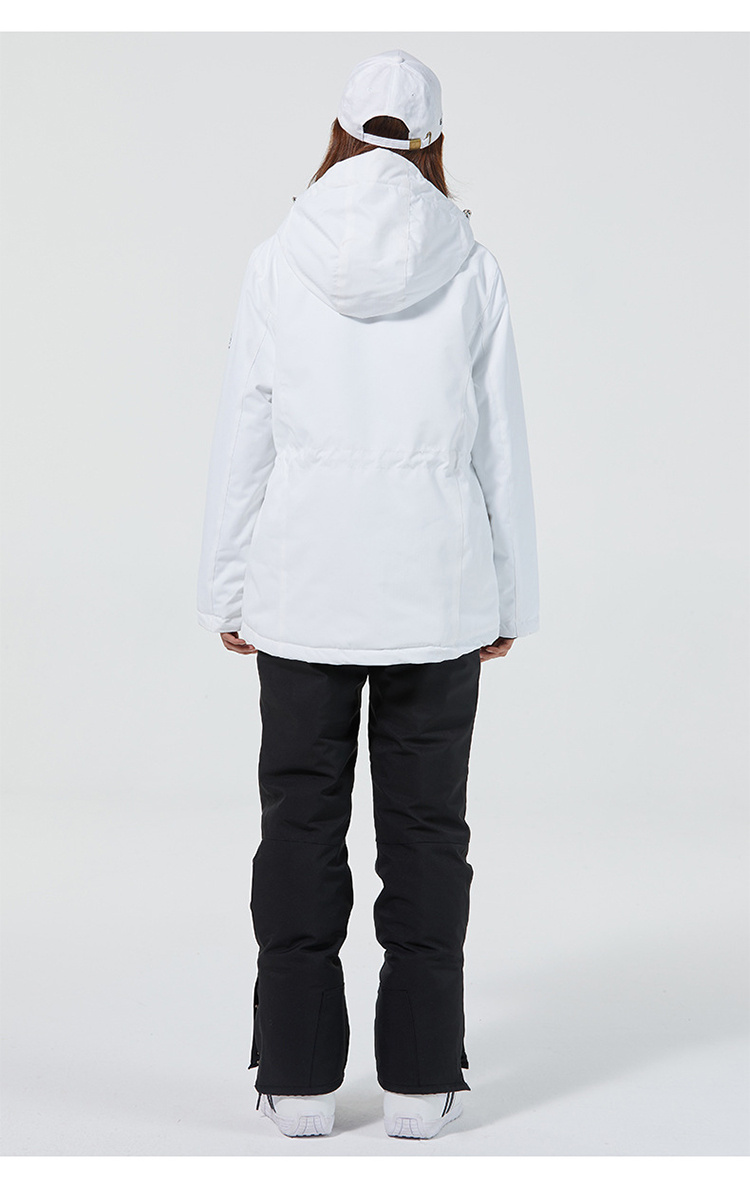 スキーウェアセット　ベージュファー付きホワイトジャケットとブラウンパンツ スキーウェア 上下セット レディース メンズ スノーボードウェア