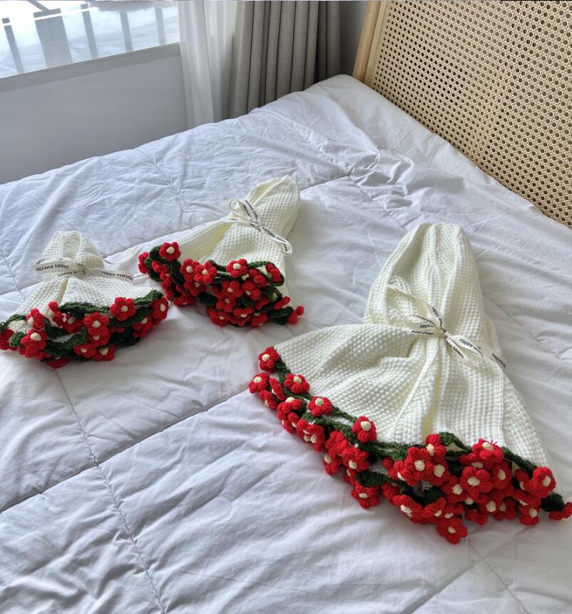 花束ブランケット 贈り物 お礼 お返し 可愛い 手編み ひな菊 ブーケ