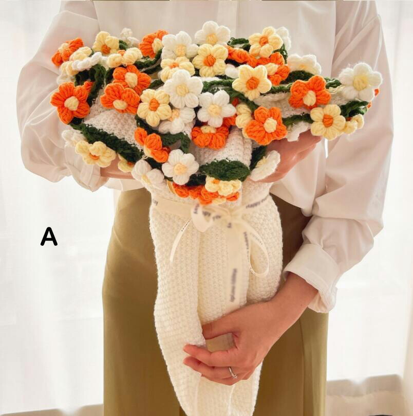 花束ブランケット 贈り物 お礼 お返し 可愛い 手編み ひな菊 ブーケ