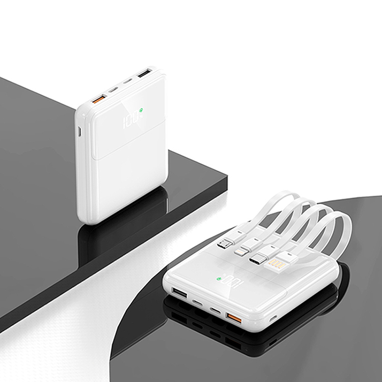 モバイルバッテリー 大容量 20000mAh 4種のケーブル付属 6台同時充電