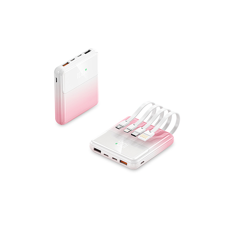モバイルバッテリー 軽量 20000mAh 大容量 携帯充電器 4種のケーブル
