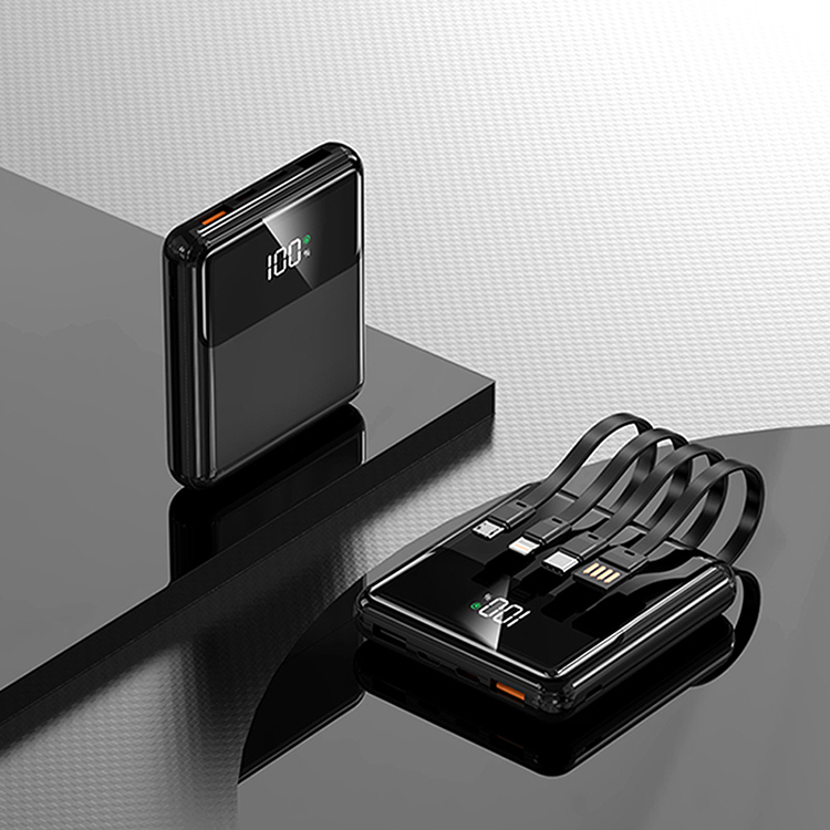 モバイルバッテリー 大容量 20000mAh 4種のケーブル付属 6台同時充電