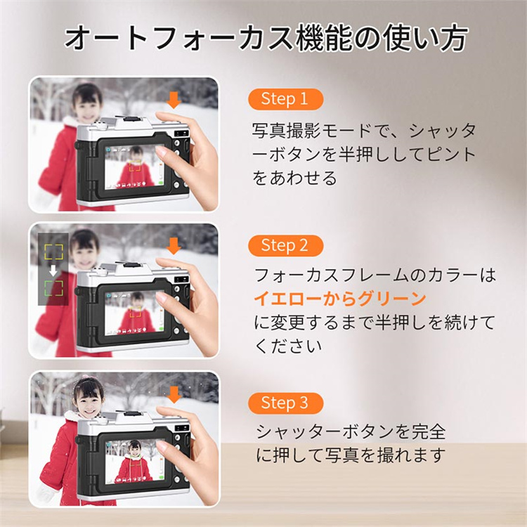 デジカメ 4K デジタルカメラ 日本製チップ 32GB SDカード付き 16倍