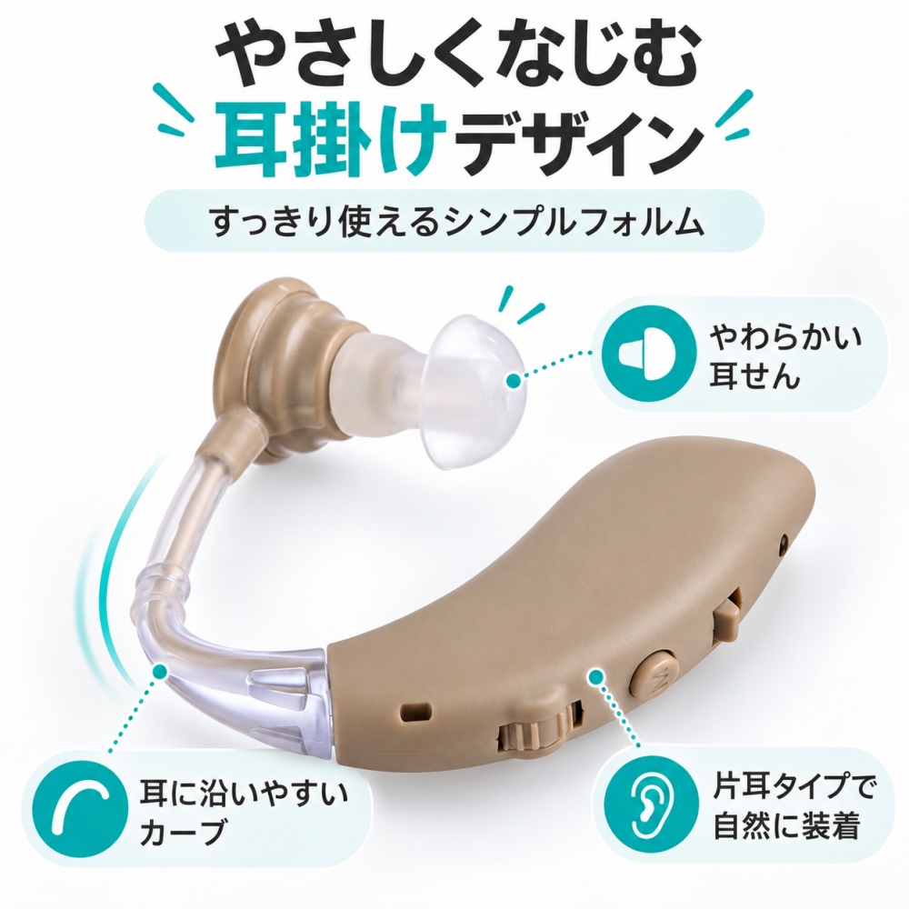 集音器 高齢者 耳掛け型 充電式 軽量 小型 左右兼用 USB充電 簡単操作