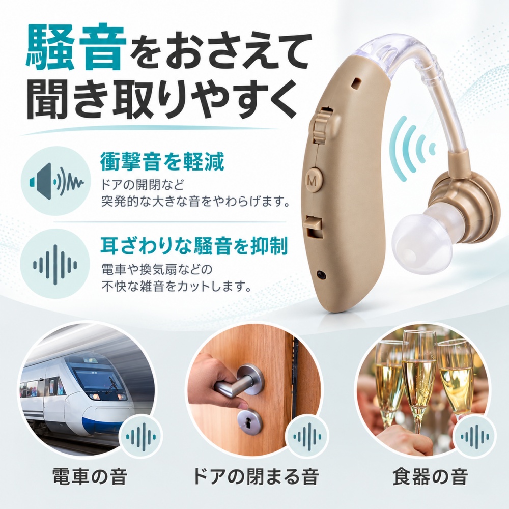 集音器 高齢者 耳掛け型 充電式 軽量 小型 左右兼用 USB充電 簡単操作