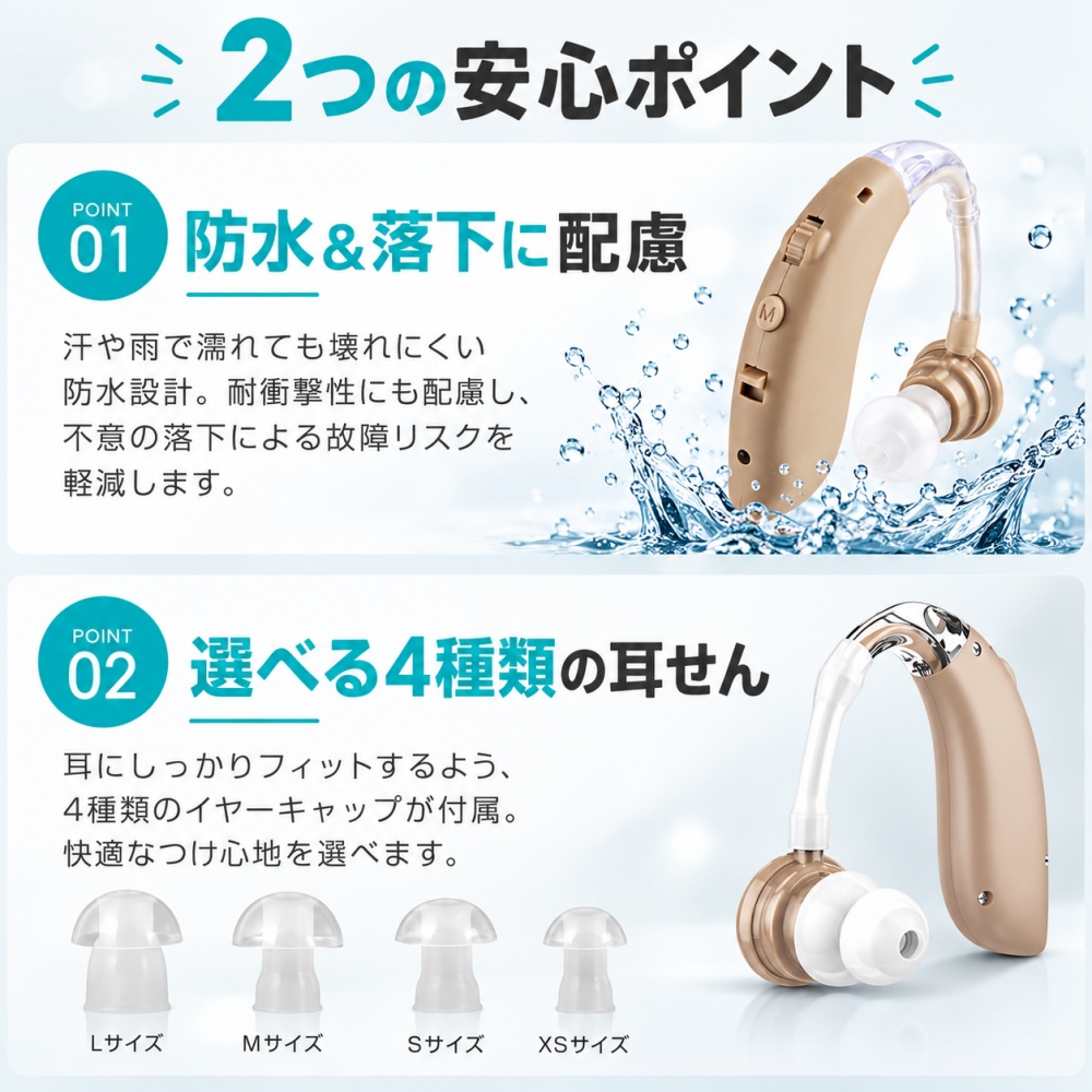 集音器 高齢者 耳掛け型 充電式 軽量 小型 左右兼用 USB充電 簡単操作