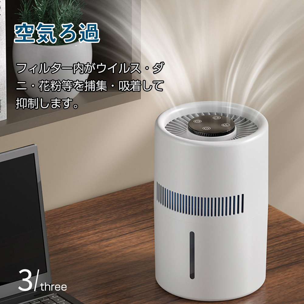 加湿器 気化式加湿器 空気清浄機 99％濾過 大容量 4L 20畳対応 4重除菌