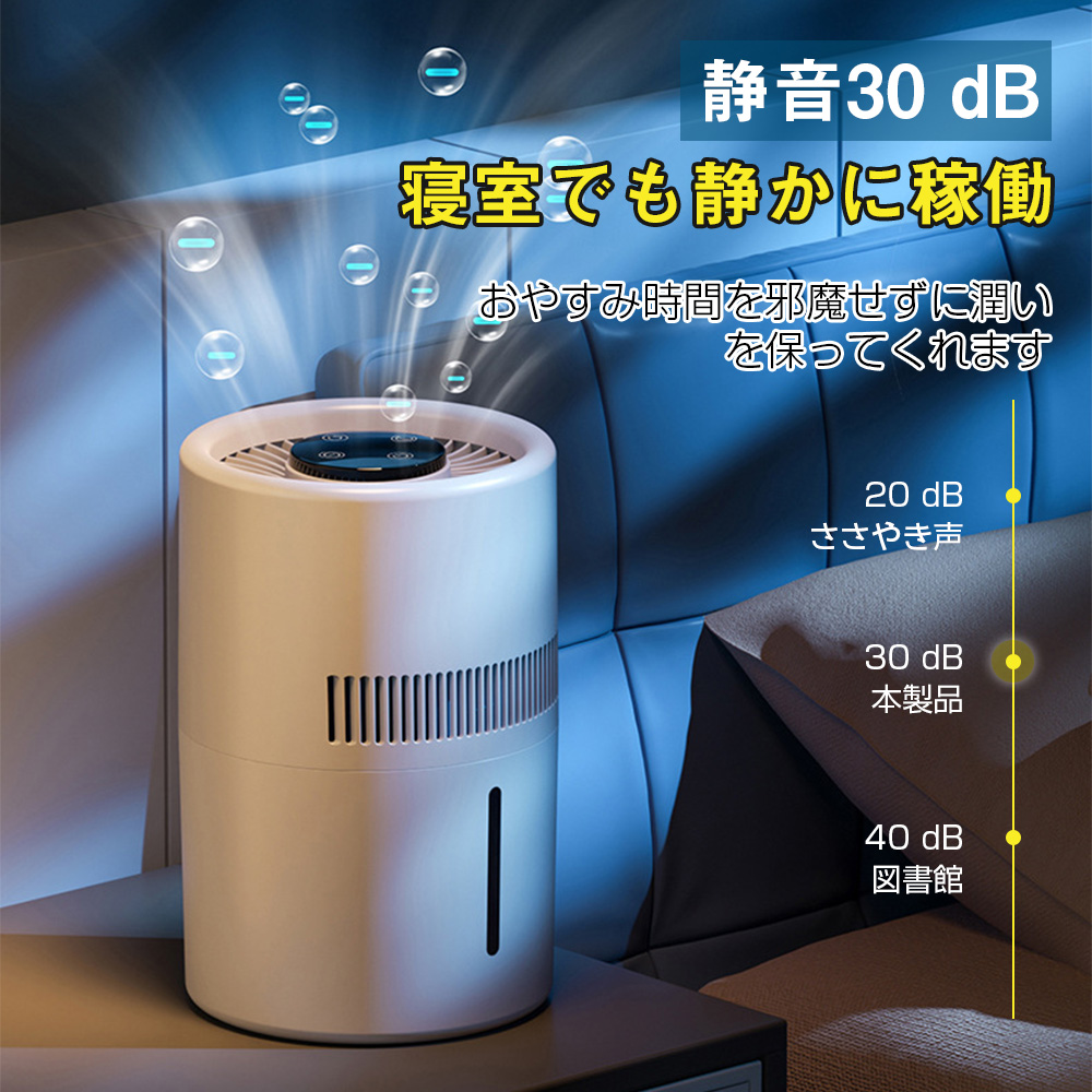 加湿器 気化式加湿器 空気清浄機 99％濾過 大容量 4L 20畳対応 4重除菌