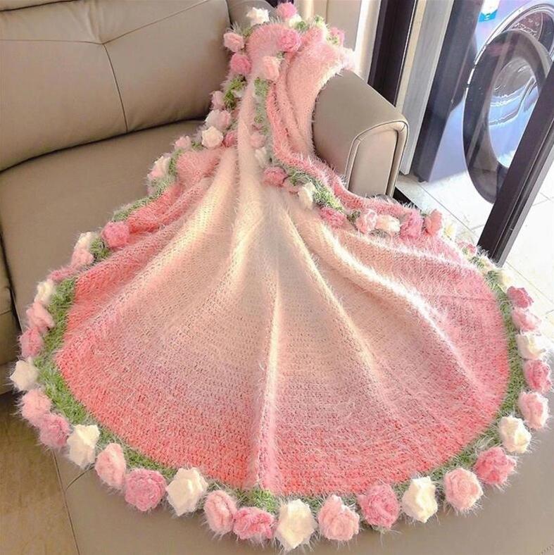 毛布 花束ブランケット グラデーション ふわふわ 暖かい 可愛い 手編み