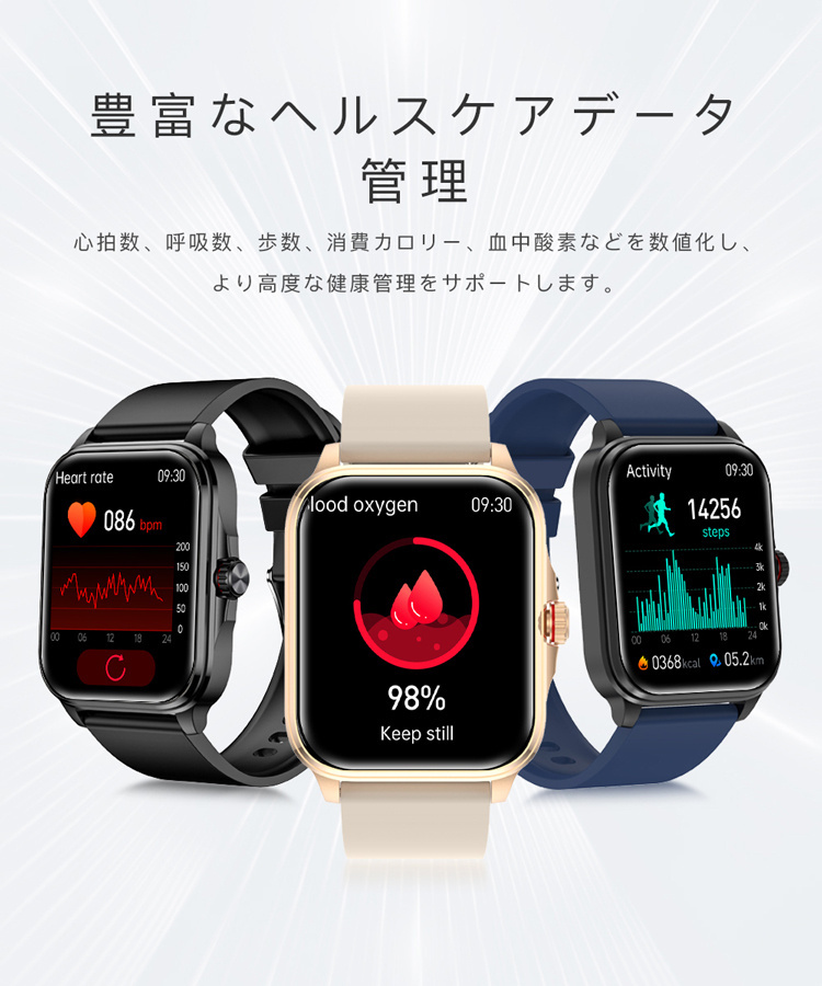 スマートウォッチ 血糖値 通話機能 血圧測定 日本製センサー 体温 血中