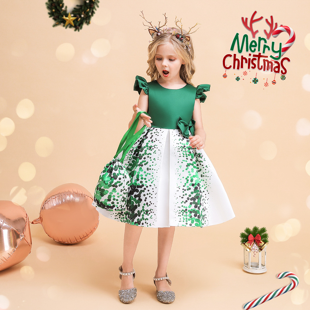 子供 ドレス クリスマス ドレス　ワンピース　クリスマス衣装　クリスマス パーティー プレゼント ギフト 子供服　発表会 演出　2点セット  100-150CM