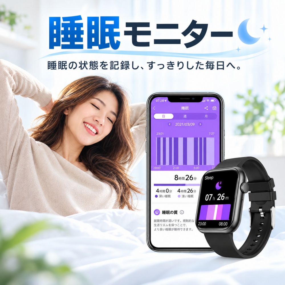 AiMike [2点で10％off]スマートウォッチ 通話機能 日本製センサー 2.0