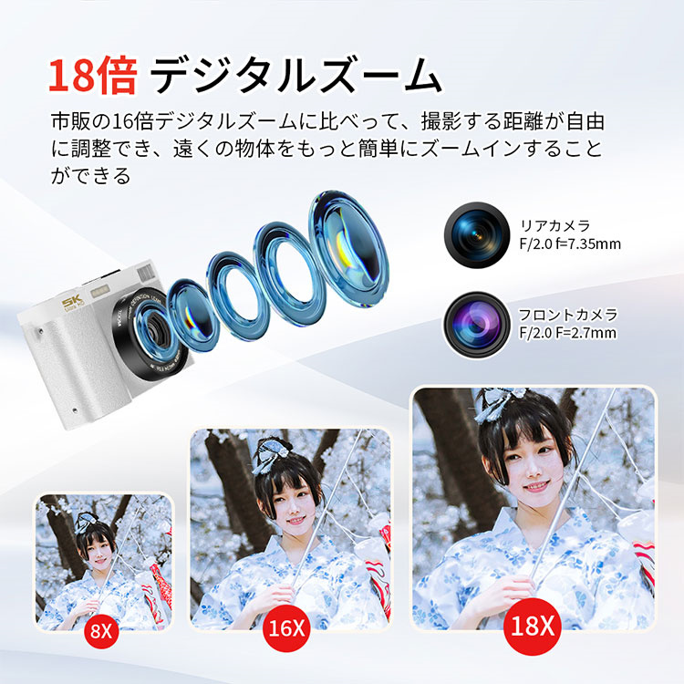 デジタルカメラ デジカメ 日本製チップ 5K WiFi機能 64GBマイクロSD