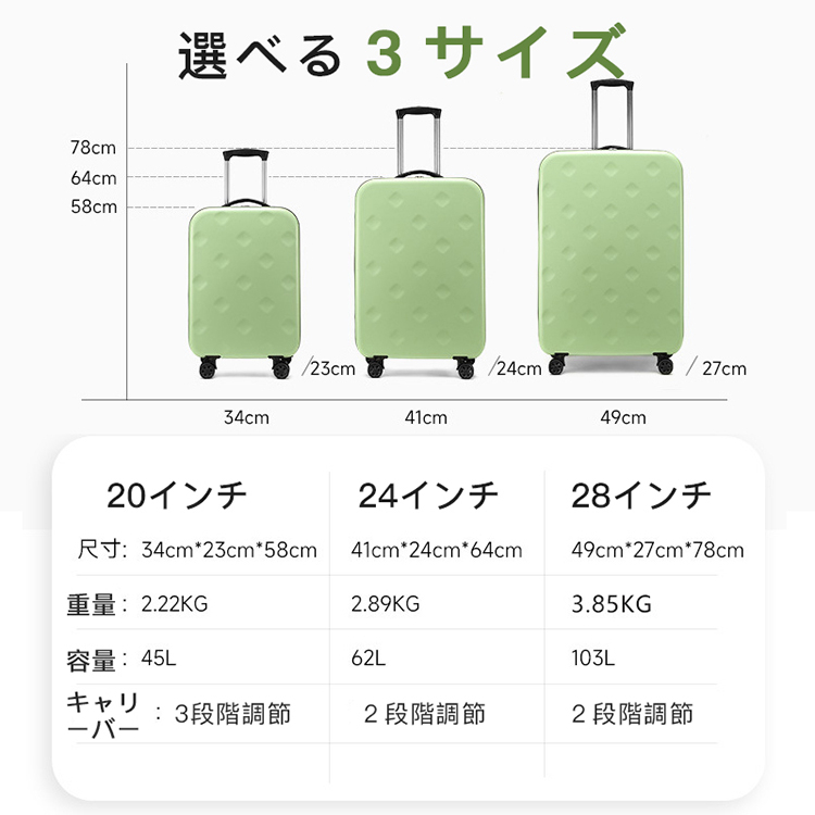 スーツケース 畳める 薄い キャリーケース 旅行バッグ 45L 62L 103L 機内持ち込み 衣装かばん 防水 静音 就職活動 日帰り 旅行 女性 男性 おしゃれ 人気_18